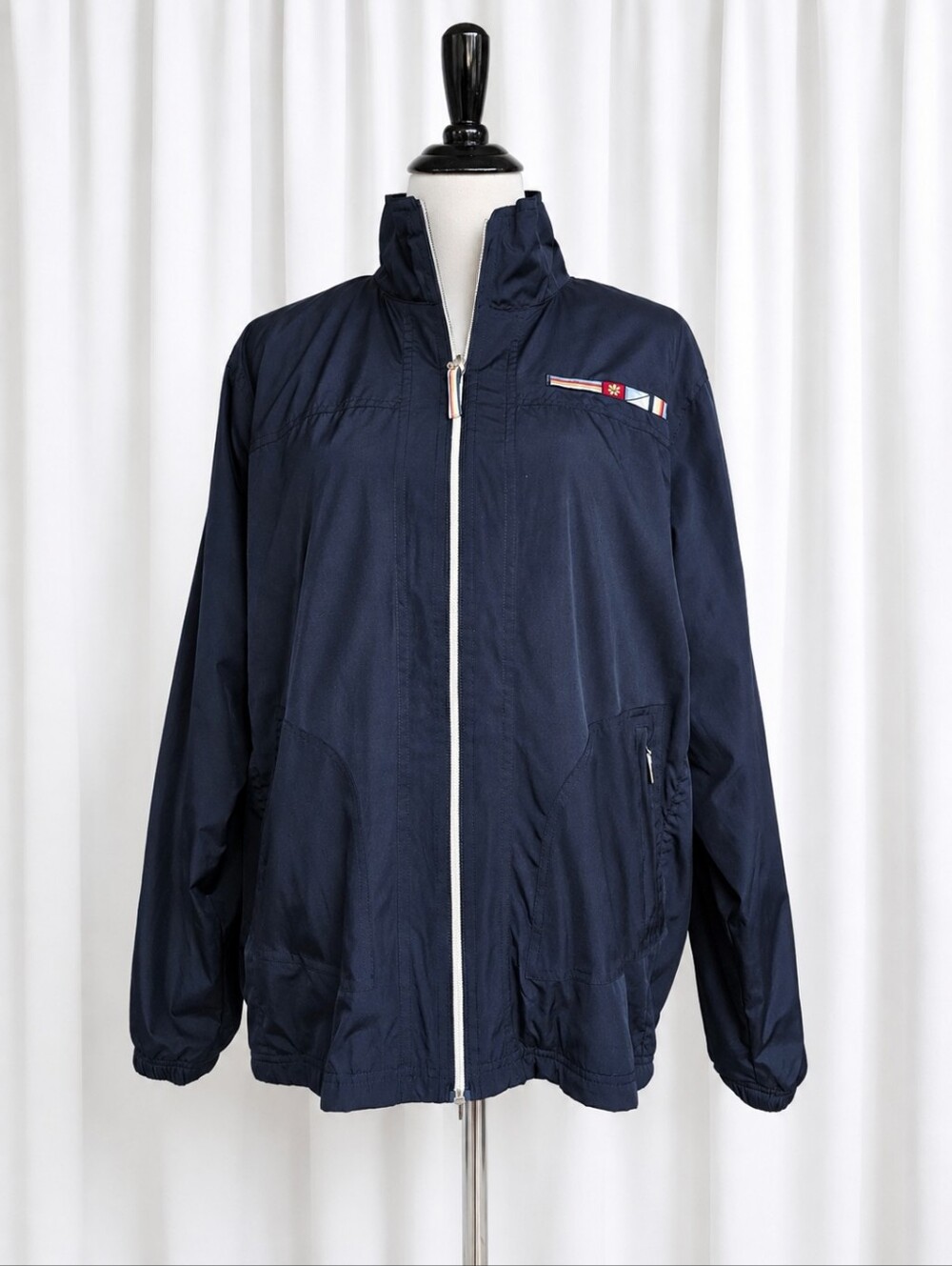 Catalina Vintage Navy Blue Lined Full Zip Coastal Americana Windbreaker Jacket